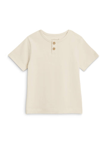 Organic Cotton Henley Crew Neck Baby and Toddler Tee - Natural