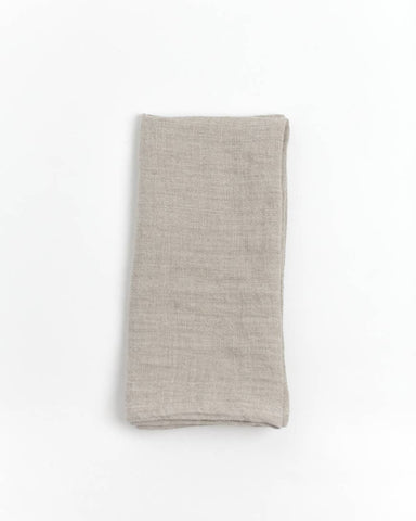 Stone Washed Linen Hemmed Dinner Napkin | Flax